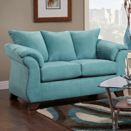 Transitional Flared Pillow Arm Stationary Loveseat